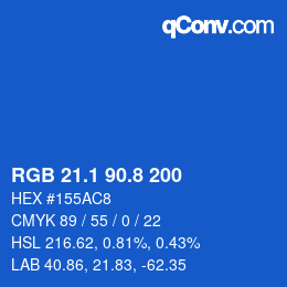 カラーコード: RGB 21.1 90.8 200 | qconv.com