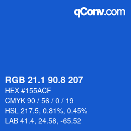 カラーコード: RGB 21.1 90.8 207 | qconv.com