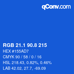 カラーコード: RGB 21.1 90.8 215 | qconv.com