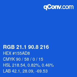 カラーコード: RGB 21.1 90.8 216 | qconv.com