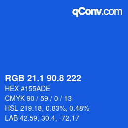 カラーコード: RGB 21.1 90.8 222 | qconv.com