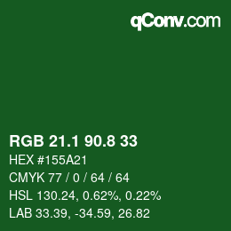 カラーコード: RGB 21.1 90.8 33 | qconv.com