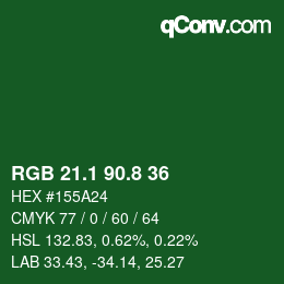 カラーコード: RGB 21.1 90.8 36 | qconv.com
