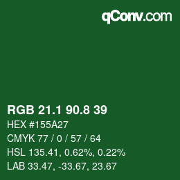 カラーコード: RGB 21.1 90.8 39 | qconv.com