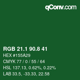 カラーコード: RGB 21.1 90.8 41 | qconv.com