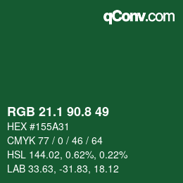 Color code: RGB 21.1 90.8 49 | qconv.com