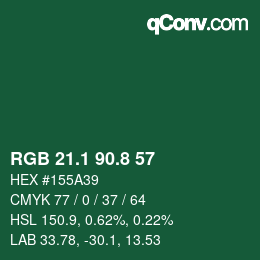 カラーコード: RGB 21.1 90.8 57 | qconv.com