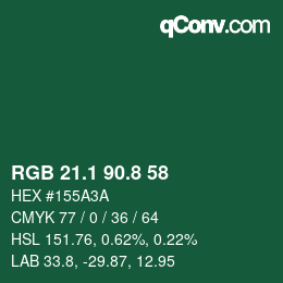 Color code: RGB 21.1 90.8 58 | qconv.com