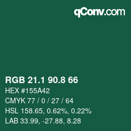 カラーコード: RGB 21.1 90.8 66 | qconv.com