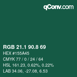 カラーコード: RGB 21.1 90.8 69 | qconv.com