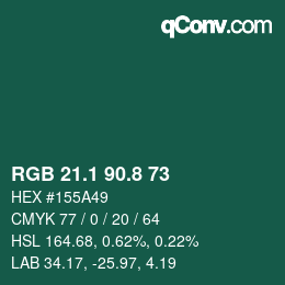Color code: RGB 21.1 90.8 73 | qconv.com