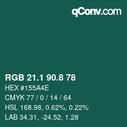 Farbcode: RGB 21.1 90.8 78 | qconv.com