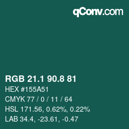 カラーコード: RGB 21.1 90.8 81 | qconv.com