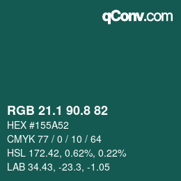 Color code: RGB 21.1 90.8 82 | qconv.com