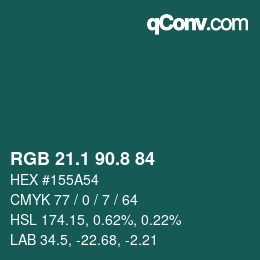 Color code: RGB 21.1 90.8 84 | qconv.com