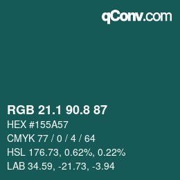 Color code: RGB 21.1 90.8 87 | qconv.com