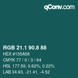 Color code: RGB 21.1 90.8 88 | qconv.com