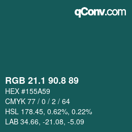 カラーコード: RGB 21.1 90.8 89 | qconv.com
