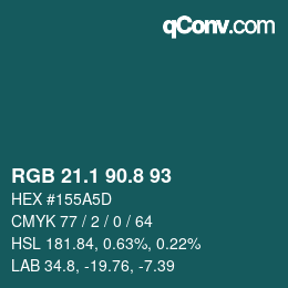 カラーコード: RGB 21.1 90.8 93 | qconv.com