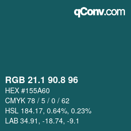 カラーコード: RGB 21.1 90.8 96 | qconv.com