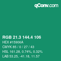 カラーコード: RGB 21.3 144.4 106 | qconv.com