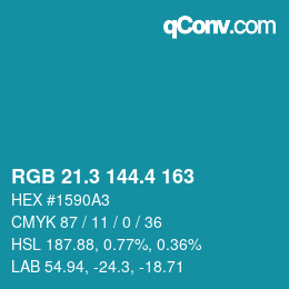 カラーコード: RGB 21.3 144.4 163 | qconv.com