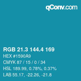 カラーコード: RGB 21.3 144.4 169 | qconv.com