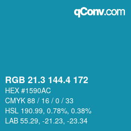 カラーコード: RGB 21.3 144.4 172 | qconv.com