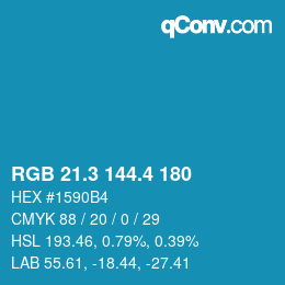 カラーコード: RGB 21.3 144.4 180 | qconv.com