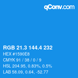 カラーコード: RGB 21.3 144.4 232 | qconv.com