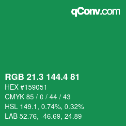カラーコード: RGB 21.3 144.4 81 | qconv.com