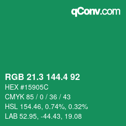カラーコード: RGB 21.3 144.4 92 | qconv.com