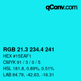 カラーコード: RGB 21.3 234.4 241 | qconv.com
