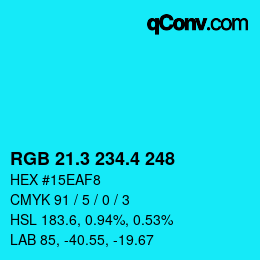 カラーコード: RGB 21.3 234.4 248 | qconv.com