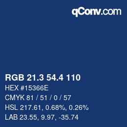 カラーコード: RGB 21.3 54.4 110 | qconv.com