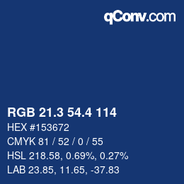 カラーコード: RGB 21.3 54.4 114 | qconv.com