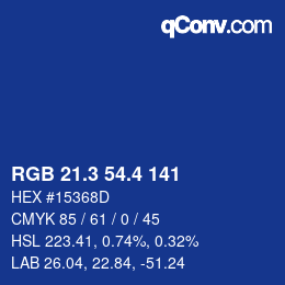カラーコード: RGB 21.3 54.4 141 | qconv.com