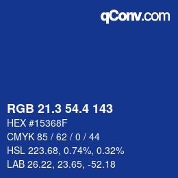 カラーコード: RGB 21.3 54.4 143 | qconv.com