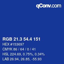 カラーコード: RGB 21.3 54.4 151 | qconv.com