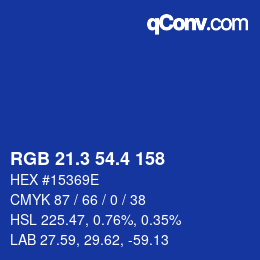 カラーコード: RGB 21.3 54.4 158 | qconv.com