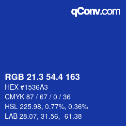カラーコード: RGB 21.3 54.4 163 | qconv.com