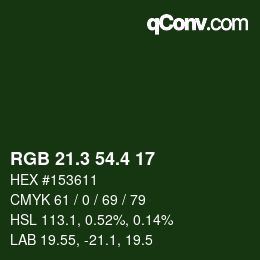カラーコード: RGB 21.3 54.4 17 | qconv.com