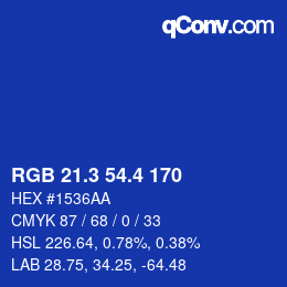カラーコード: RGB 21.3 54.4 170 | qconv.com