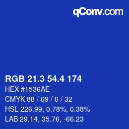 カラーコード: RGB 21.3 54.4 174 | qconv.com