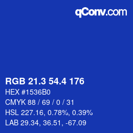 カラーコード: RGB 21.3 54.4 176 | qconv.com
