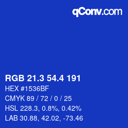 カラーコード: RGB 21.3 54.4 191 | qconv.com