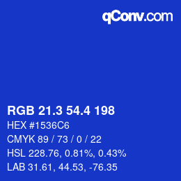 カラーコード: RGB 21.3 54.4 198 | qconv.com
