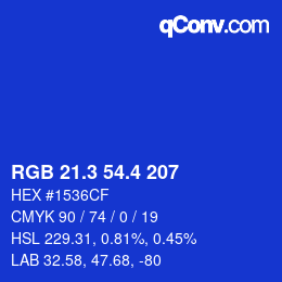 カラーコード: RGB 21.3 54.4 207 | qconv.com