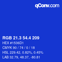 カラーコード: RGB 21.3 54.4 209 | qconv.com
