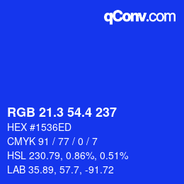 カラーコード: RGB 21.3 54.4 237 | qconv.com
